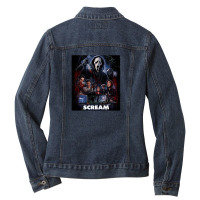 Scream Horror Movie Poster Retro 93660849 Ladies Denim Jacket | Artistshot