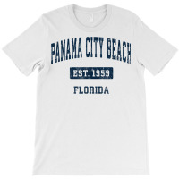 Panama City Beach Florida Fl Vintage Sports Established Navy T Shirt T-shirt | Artistshot