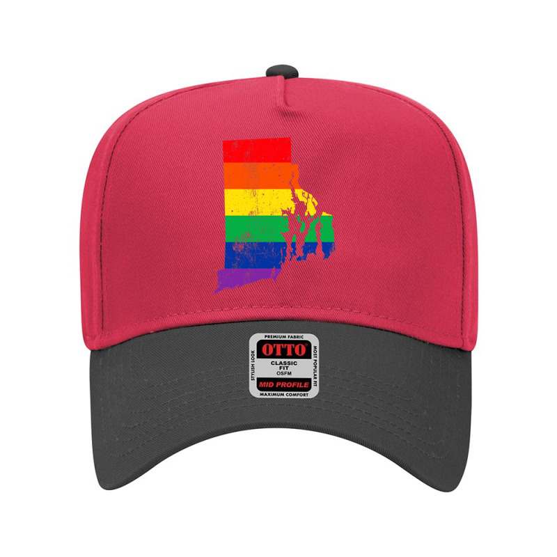 Rhode Island Rainbow Flag Map Gay Pride Lesbian Lgbt Adjustable Baseball Cap by GrahamWalsh | Artistshot