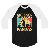 Funny Panda Design For Girls Women Panda Bear Animal Lovers 3/4 Sleeve Shirt | Artistshot