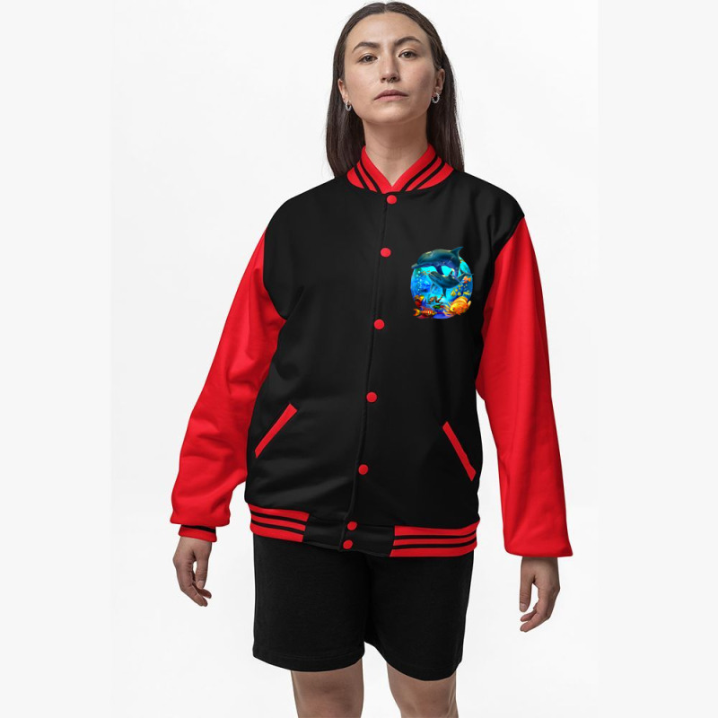 Dolphin Sea Life Save The Ocean Marine Biology Aquarium Bomber Jacket | Artistshot