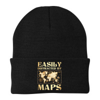 Easily Distracted By Maps   Cartography Geographer Map Lover T Shirt Beanie | Artistshot