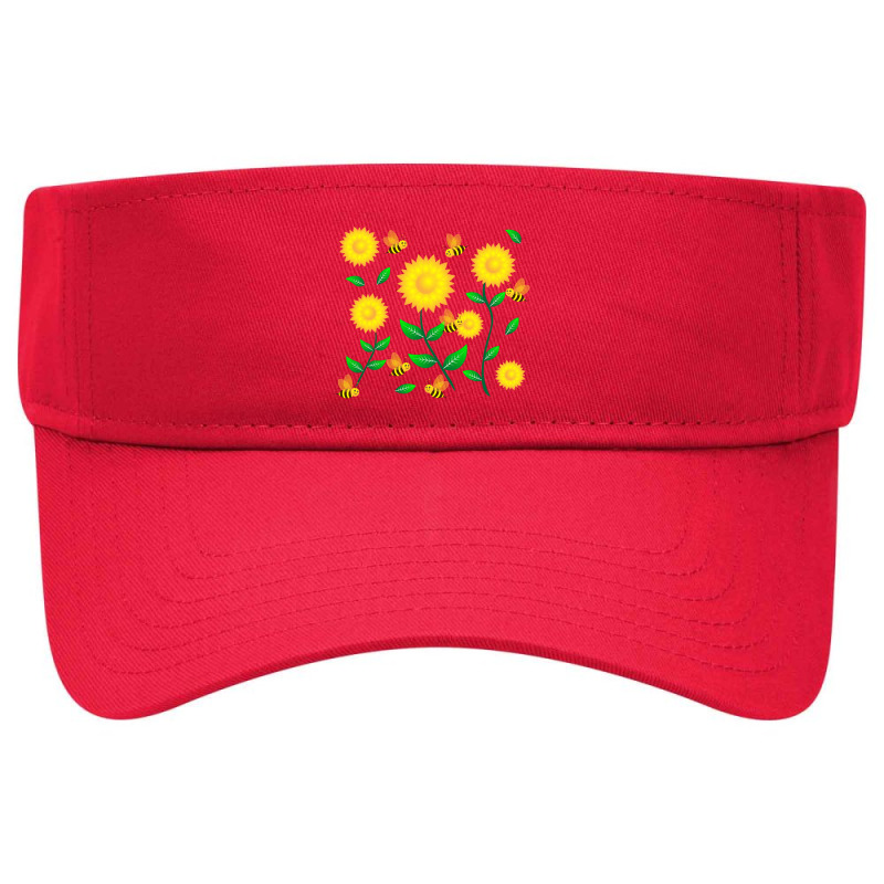 Honey Bee Cartoon On Sunflower Pattern Visor Hat | Artistshot