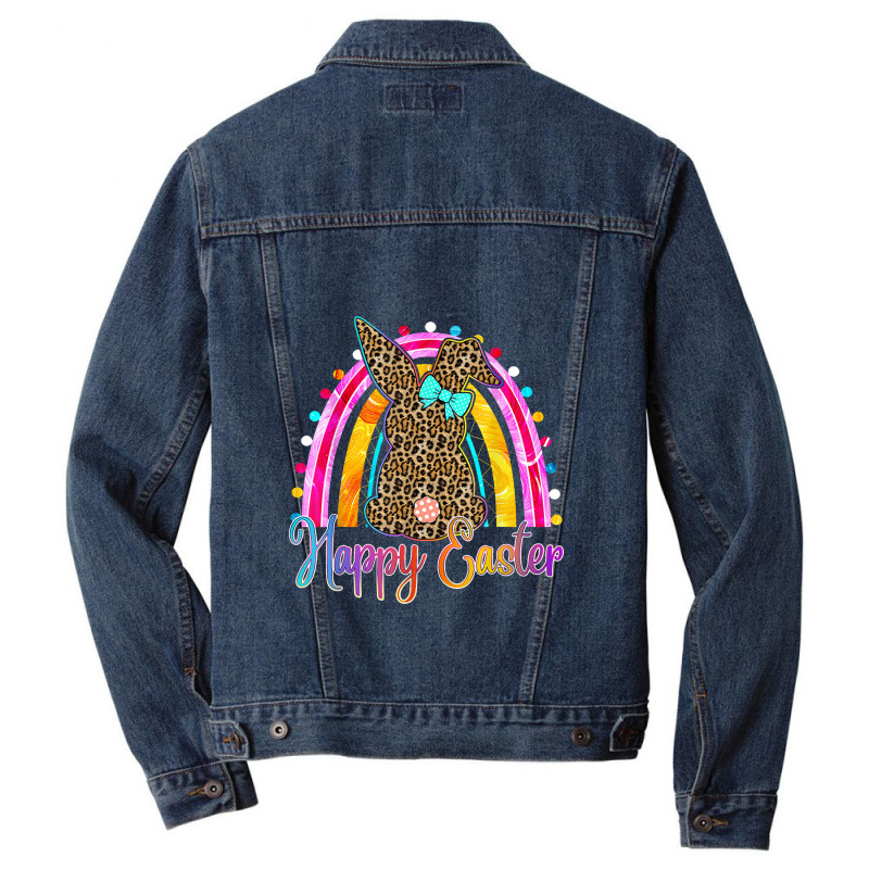 Happy Easter Gift Leopard Bunny Easter Rainbow Girls Women Men Denim Jacket | Artistshot