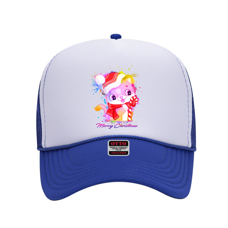 Merry Christmas Cat Foam Trucker Hat | Artistshot