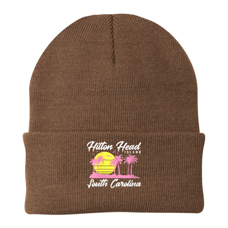 Womens Hilton Head Island South Carolina Vintage Sunset Retro Dark V N Beanie by naythendeters2000 | Artistshot