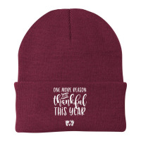 Womens One More Reason To Be Thankful Cute Thanksgiving Pregnant T Shi Beanie | Artistshot