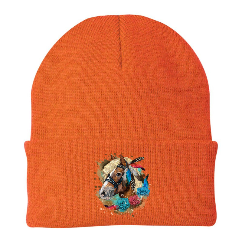 Haflinger Horse Floral Beanie by LillyAllenDesigns | Artistshot