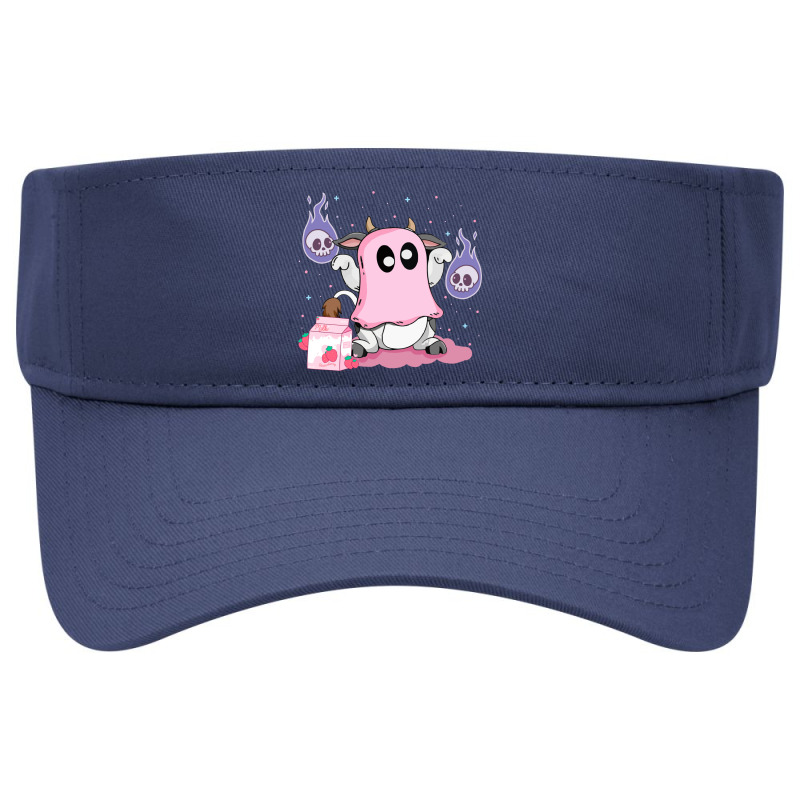 Kawaii Pastel Goth Cute Creepy Strawberry Milk Ghost Cow Visor hat by UbengArt | Artistshot