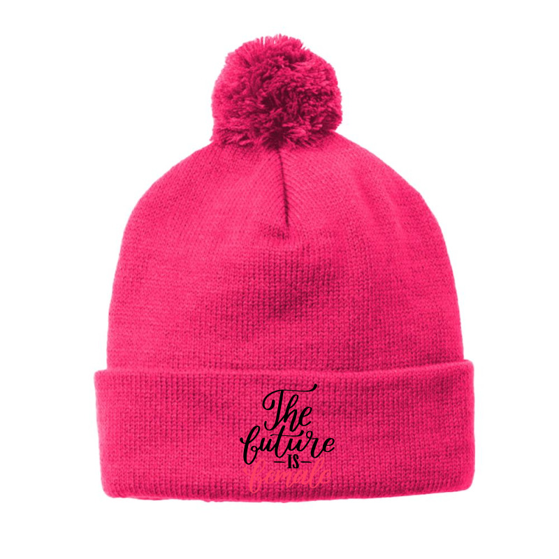 Future Is Female Hand Lettering Style Pom Pom Beanie by Bertaria | Artistshot