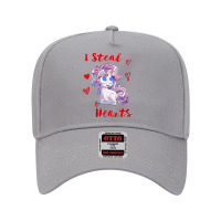 Womens I Steal Hearts Cute Unicorn Valentines Day Girls Boys Gift V Ne Adjustable Baseball Cap | Artistshot