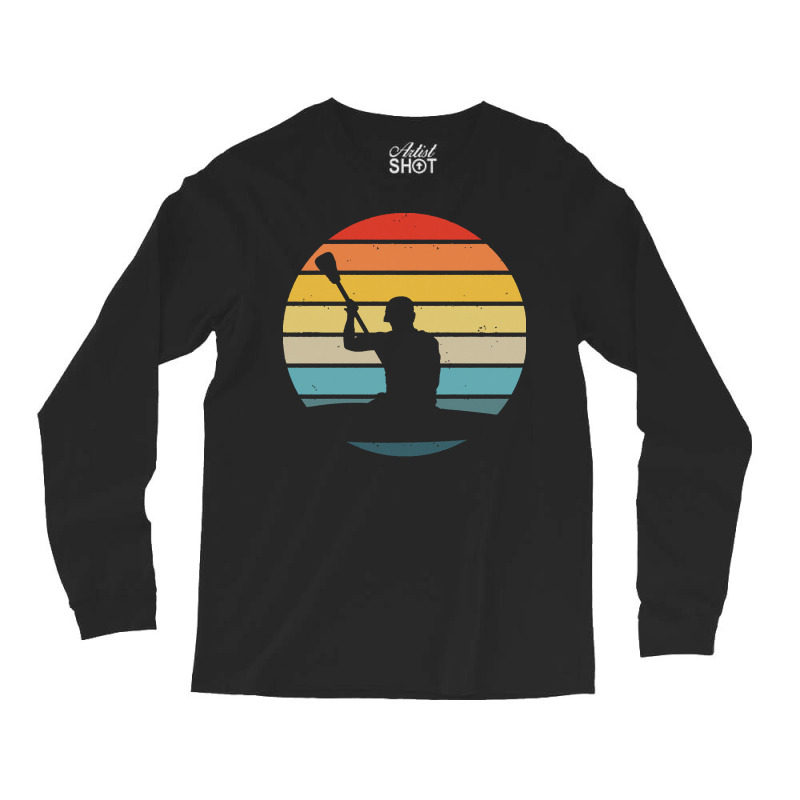 Canoe T  Shirt Canoeing Silhouette On A Distressed Retro Sunset Produc Long Sleeve Shirts | Artistshot