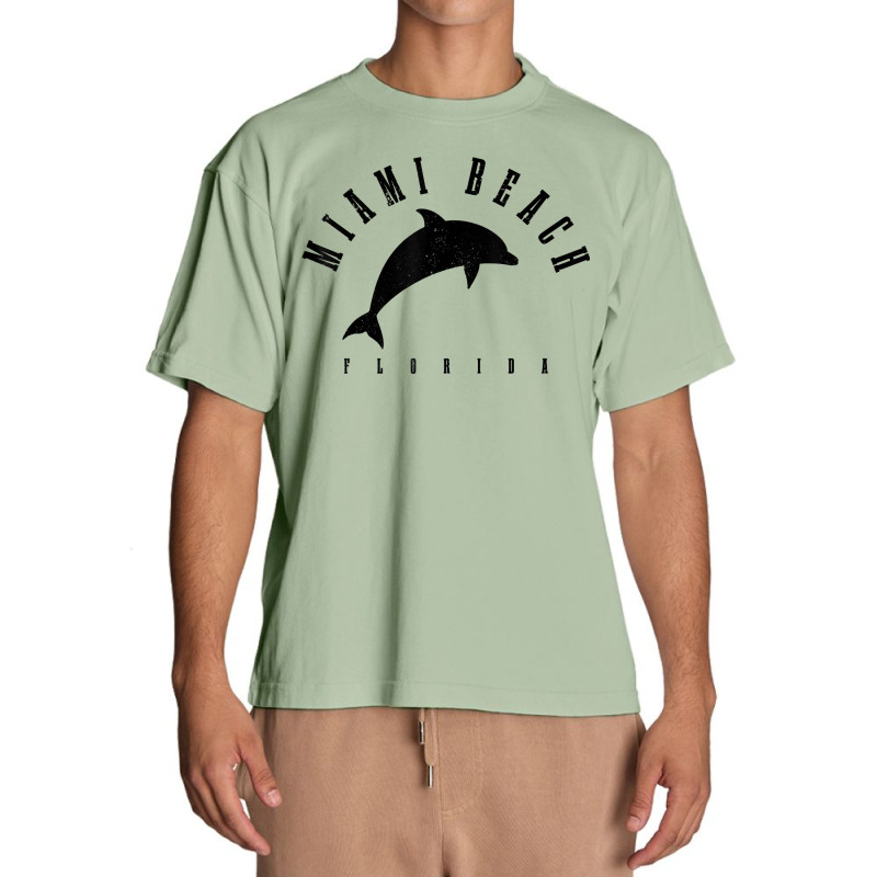 Miami Beach Florida Fl Vintage Surf Dolphin Vacation T Shirt Urban Heavy T-shirt | Artistshot