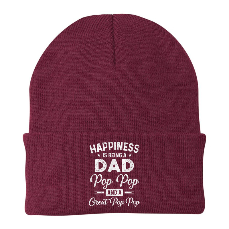 Happiness Is Being A Dad Pop Pop And Great Pop Pop T Shirt Beanie | Artistshot