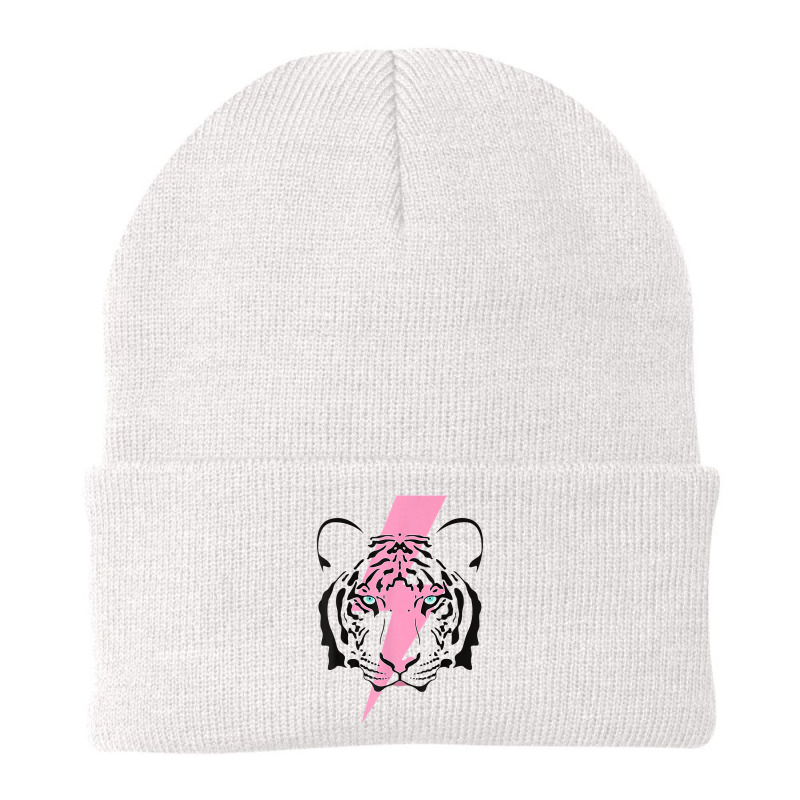 Tiger And Hot Pink Lightning Bolt T Shirt Beanie by AshleyPenez | Artistshot