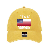 Let's Go Darwin American Flag - White Letters Version Dyed Cap | Artistshot