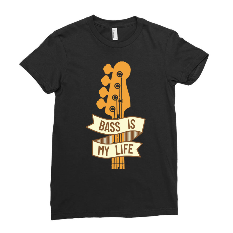 Bass Headstock T  Shirt Bass Is My Life Bass Guitar Headstock T  Shirt Ladies Fitted T-Shirt by crushedguideline | Artistshot