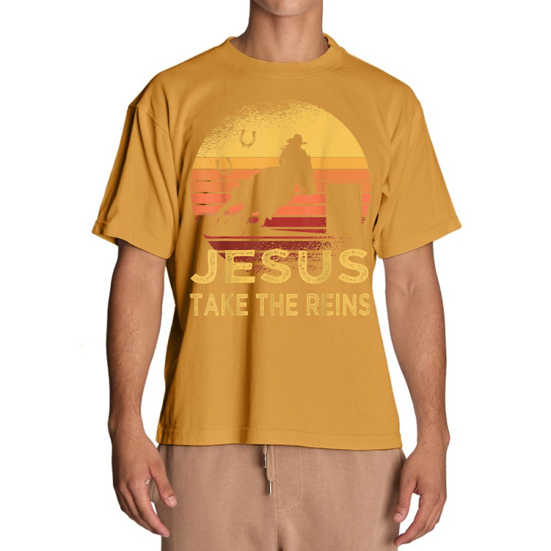 Vintage Retro Horse Barrel Racing Jesus Take The Reins Rodeo Urban Heavy T-shirt | Artistshot