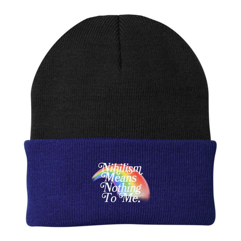 Nihilism Means Nothing To Me, Vintage Style Faded Rainbow Design Beanie by qulonuhun | Artistshot