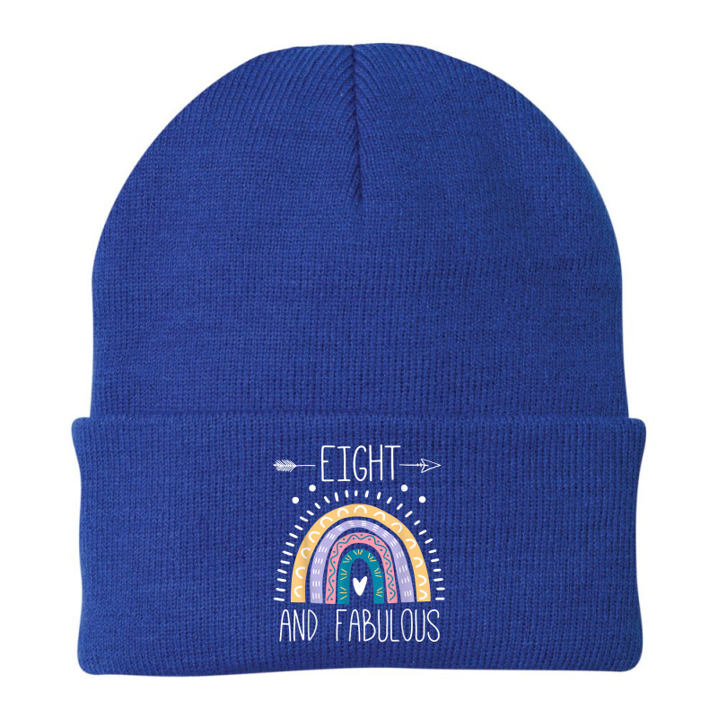 Eight And Fabulous 8th Birthday Gifts Girls 8 Year Rainbow T Shirt Beanie by kalellwhistlehunt | Artistshot