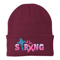 Strong With Cross Ribbon Beanie | Artistshot