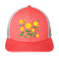 Honey Bee Cartoon On Sunflower Pattern Snapback Trucker Cap | Artistshot