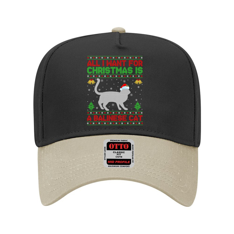 Funny Ugly All I Want For Christmas Is A Balinese Cat T Shirt Adjustable Baseball Cap | Artistshot