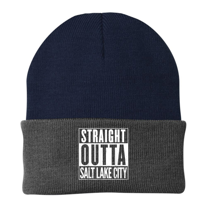 Straight Outta Salt Lake City Vintage Distressed Funny T Shirt Beanie | Artistshot