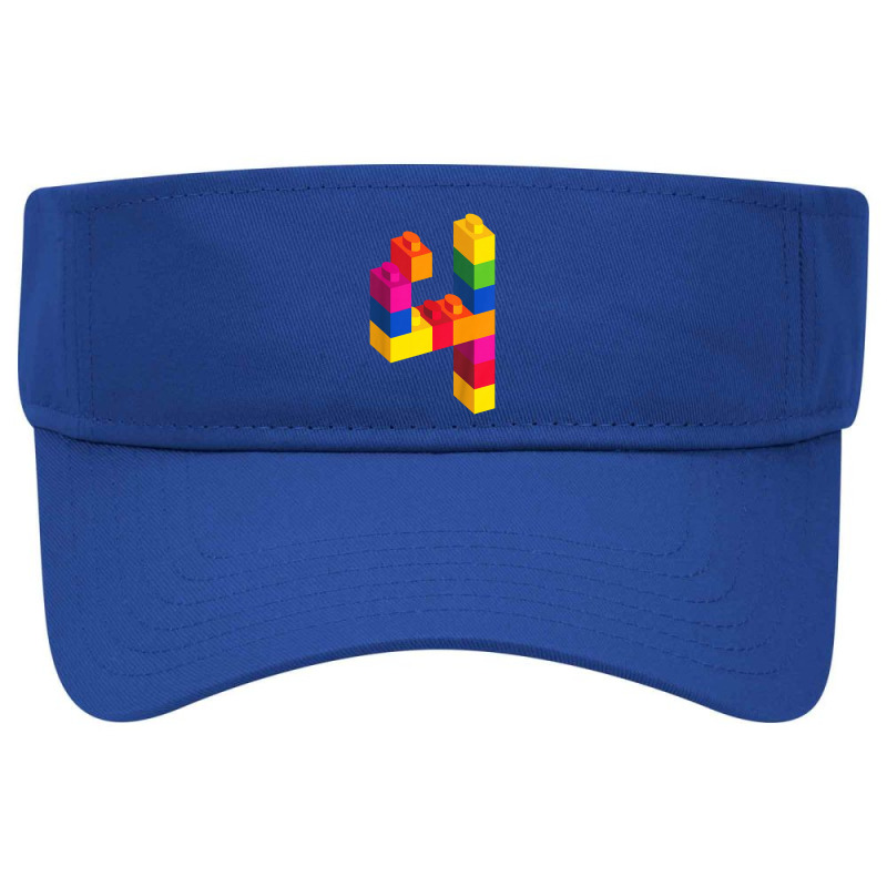 Kids 4 Year Old Building Blocks Birthday Bricks 4th Gift Visor hat by pancingiwak | Artistshot