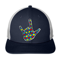 Asl Love Sign Language Autism Gift Awareness Support Autism Snapback Trucker Cap | Artistshot