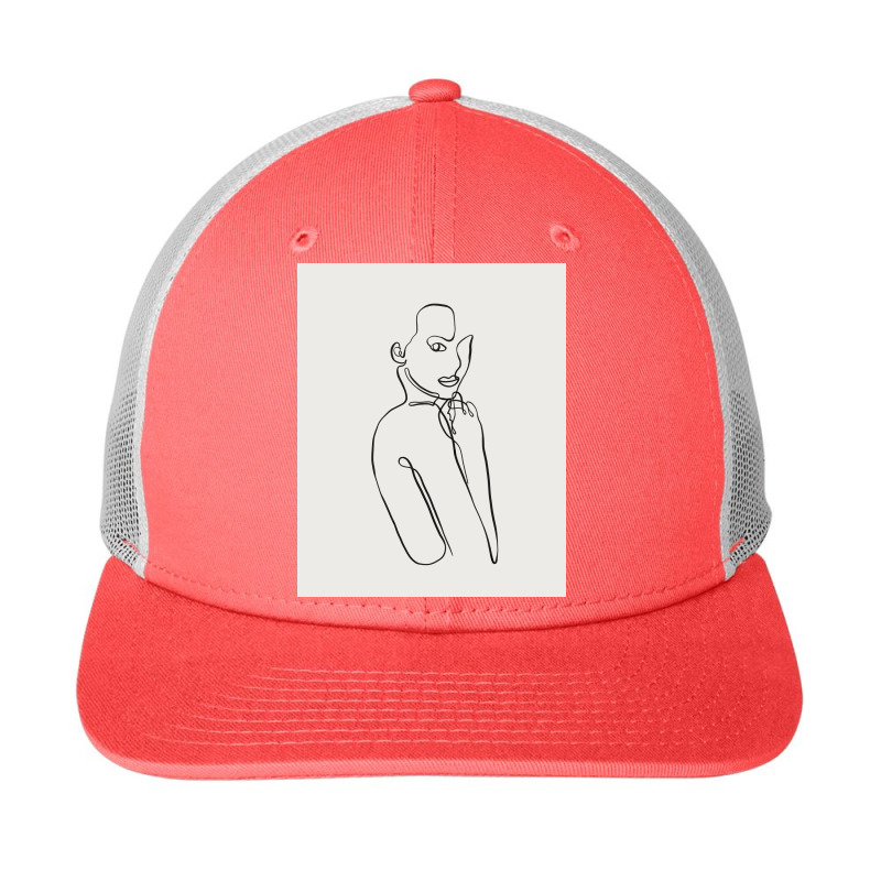 Nude Women One Line Art With Grey Background Snapback Trucker Cap by Doodle Intent | Artistshot