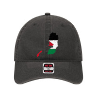 Palestinian Territories Map Flag Drawing Line Art Dyed Cap | Artistshot