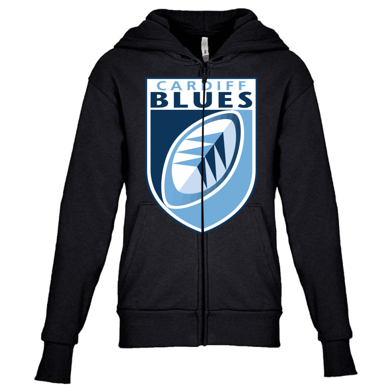 Cardiff Blues Youth Zipper Hoodie by SomArt | Artistshot