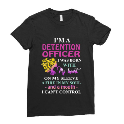 Detention Officer Cant Control Cute Ladies Fitted T-shirt Designed By Saprol Tees