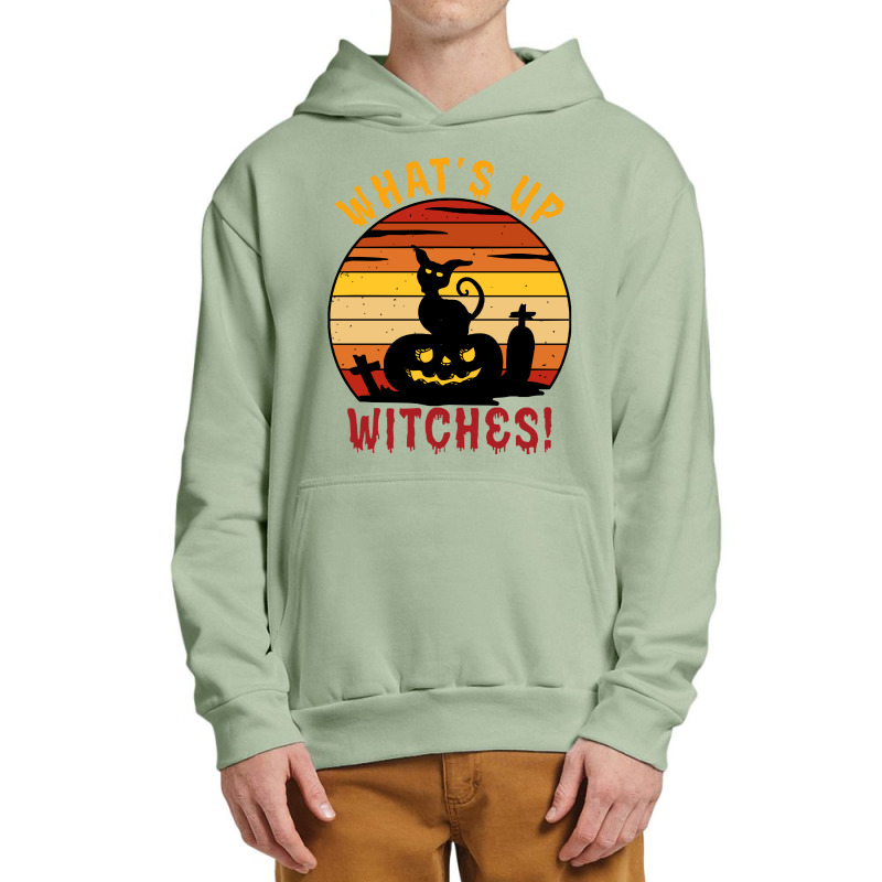 Halloween T  Shirt Funny Halloween What's Up Witches Cat T  Shirt Urban Pullover Hoodie | Artistshot