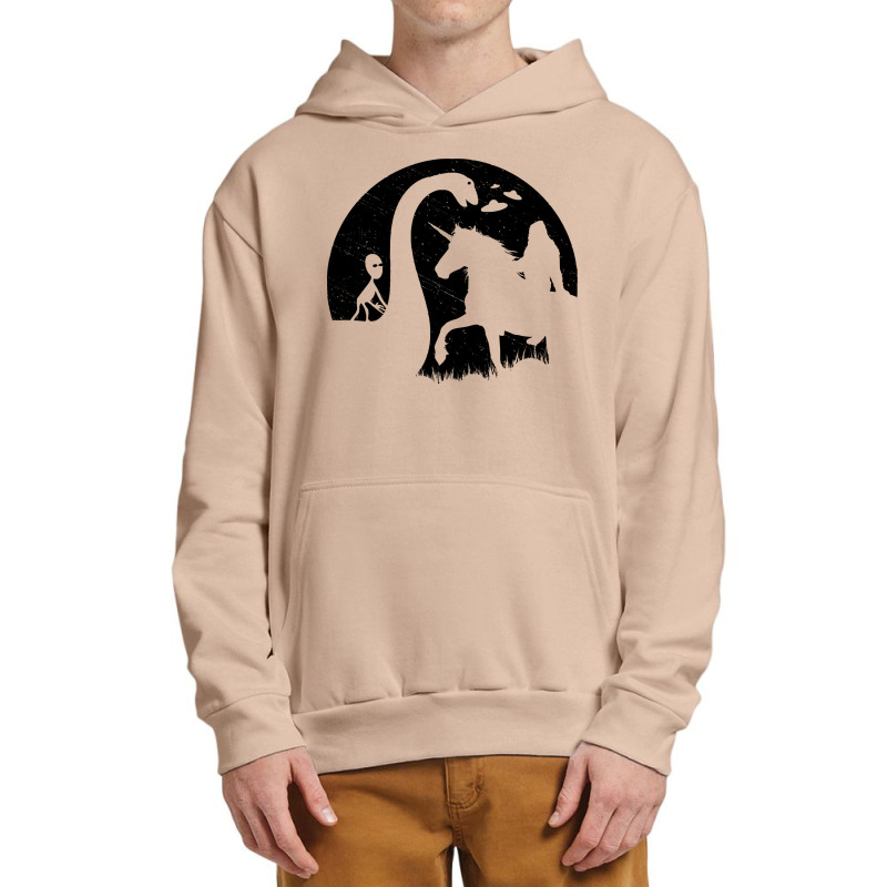 Bigfoot Riding Unicorn T Shirtbigfoot Riding Unicorn With Alien Loch N Urban Pullover Hoodie | Artistshot