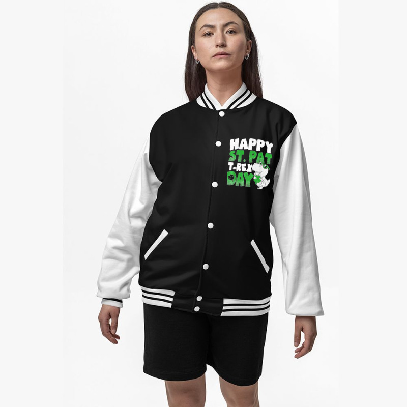 Happy St Pat Trex Day Funny Dino T Rex St Patricks Day Boys T Shirt Bomber Jacket | Artistshot