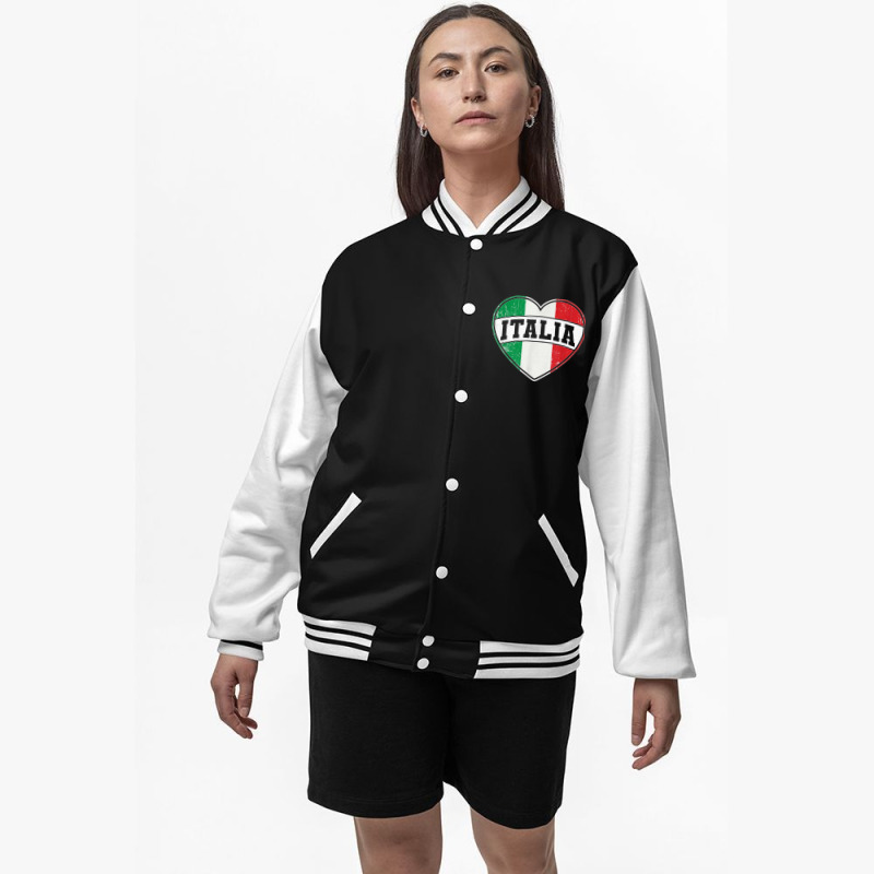 Italy Italia Italian Flag Heart Retro Vintage Design T Shirt Bomber Jacket | Artistshot