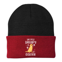 The Best Therapy Is A Golden Retriever Dog Puppy Beanie | Artistshot