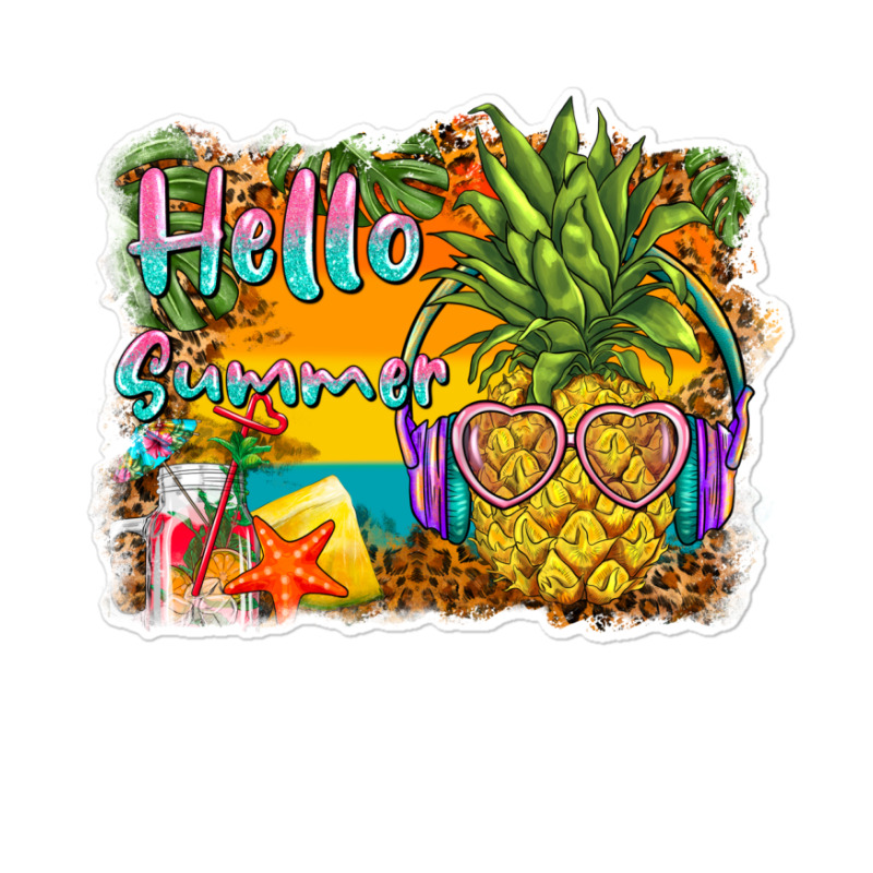 Hello Summer Pineapple Sticker | Artistshot