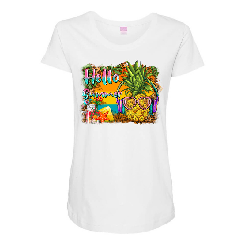 Hello Summer Pineapple Maternity Scoop Neck T-shirt by BarkalooDesign | Artistshot