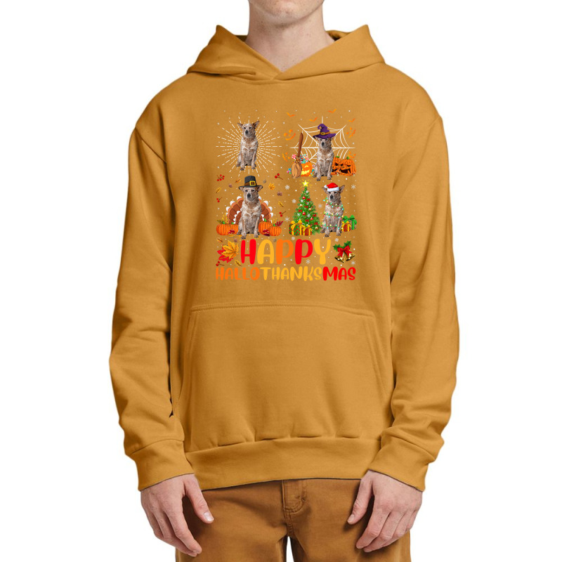 Halloween Christmas Australian Cattle Dog Hallothanksmas Urban Pullover Hoodie by peafowl | Artistshot