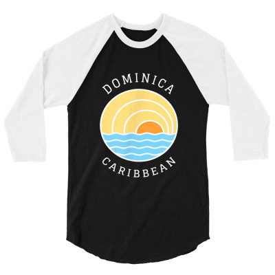 Dominica Island Colorful Retro Sunset Ocean Wave Novelty Art 3/4 Sleeve Shirt Designed By Yuh2105