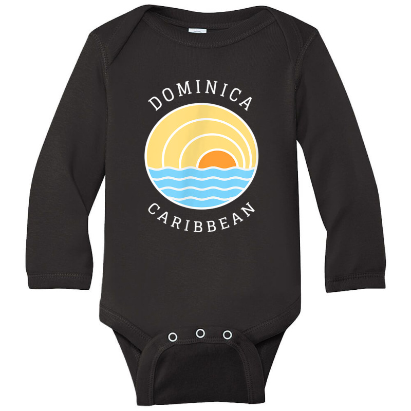 Dominica Island Colorful Retro Sunset Ocean Wave Novelty Art Long Sleeve Baby Bodysuit by Yuh2105 | Artistshot