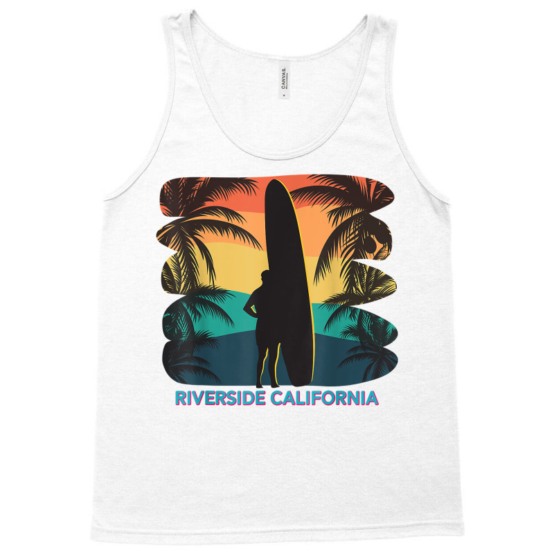 Riverside California Ca Palm Tree Surfboard Surfer Surfing T Shirt Tank Top by phuongvu | Artistshot