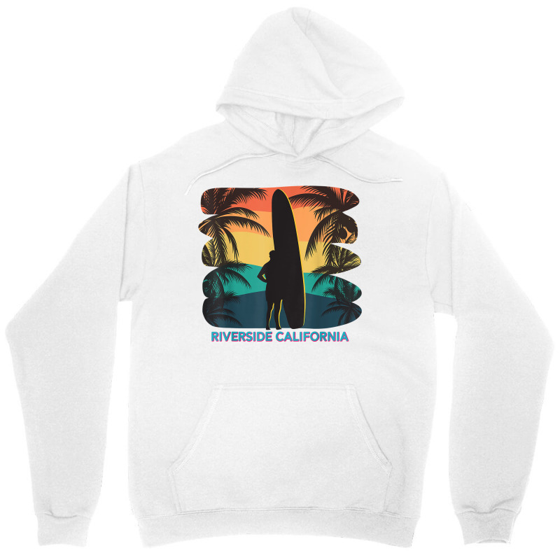 Riverside California Ca Palm Tree Surfboard Surfer Surfing T Shirt Unisex Hoodie by phuongvu | Artistshot