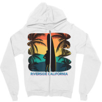 Riverside California Ca Palm Tree Surfboard Surfer Surfing T Shirt Zipper Hoodie | Artistshot