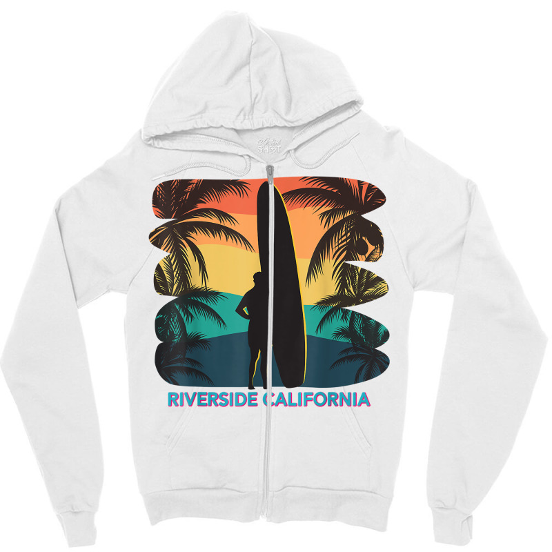 Riverside California Ca Palm Tree Surfboard Surfer Surfing T Shirt Zipper Hoodie by phuongvu | Artistshot