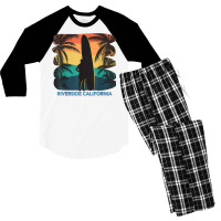 Riverside California Ca Palm Tree Surfboard Surfer Surfing T Shirt Men's 3/4 Sleeve Pajama Set | Artistshot