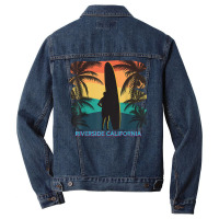 Riverside California Ca Palm Tree Surfboard Surfer Surfing T Shirt Men Denim Jacket | Artistshot